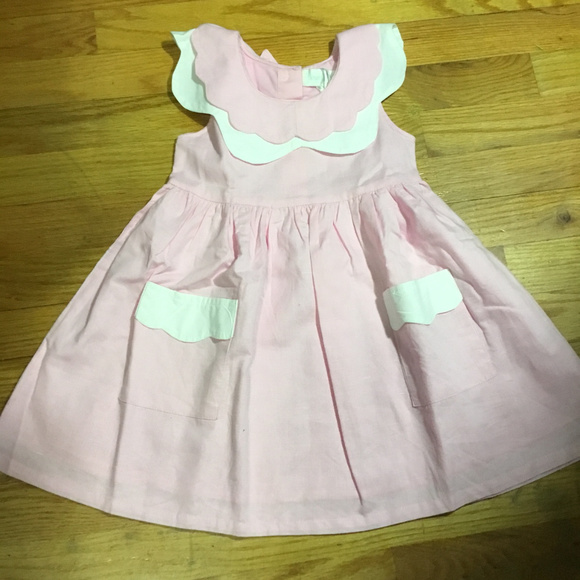 Powell Craft NWT Pk Linen Drs w scalloped collar - Picture 3 of 4